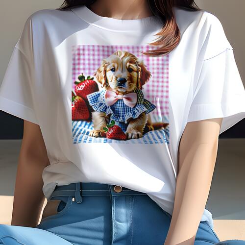 ゴールデンレトリバー Tシャツ レディース 犬ファン 半袖 春夏 犬柄 プリント カジュアル かわいい 人間用 個性派 ここだけのデザイン 面白 イチゴ ゴールデンレトリバー 蝶ネクタイ チェック柄 ゴールデンレトリバー Tシャツ レディース 犬ファン 半袖 春夏 犬柄 プリント カジュアル かわいい 人間用 個性派 ここだけのデザイン 面白 イチゴ ゴールデンレトリバー 蝶ネクタイ チェック柄