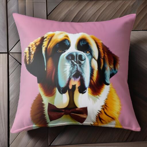 蝶ネクタイ セントバーナード クッションカバー 45×45cm アニマル柄 おしゃれ 可愛い クッション本体付..