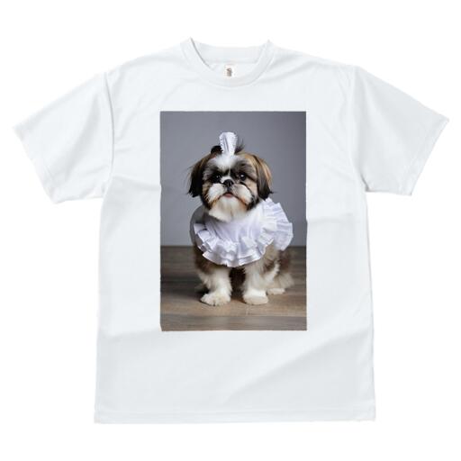 シーズー Tシャツ レディース 犬ファン 半袖 春夏 犬柄 プリント カジュアル かわいい 人間用 個性派 ここだけのデザイン 面白 犬服 シーズー フリル