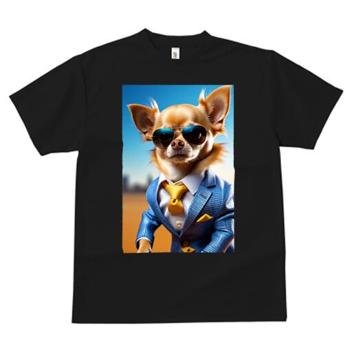 チワワ Tシャツ メンズ キッズ 犬ファン 半袖 春夏 犬柄 プリント カジュアル かわいい 人間用 個性派 ここだけのデザイン 面白 サングラス チワワ スーツ ネクタイ