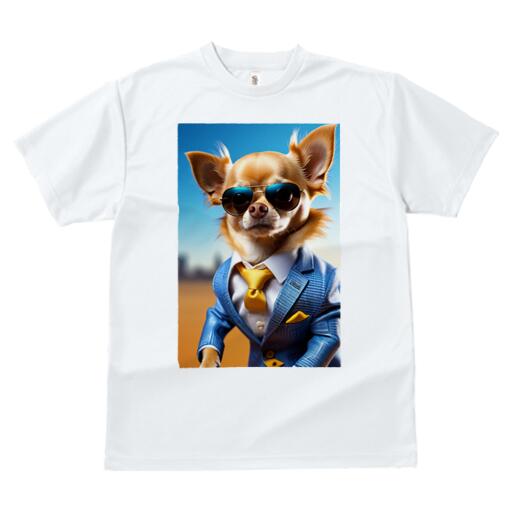 チワワ Tシャツ メンズ キッズ 犬ファン 半袖 春夏 犬柄 プリント カジュアル かわいい 人間用 個性派 ここだけのデザイン 面白 サングラス チワワ スーツ ネクタイ