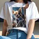 チワワ Tシャツ レディース 犬ファン 半袖 春夏 犬柄 プリント カジュアル かわいい 人間用 個性派 ここだけのデザイン 面白 スーツ チワワ ネクタイ(4)