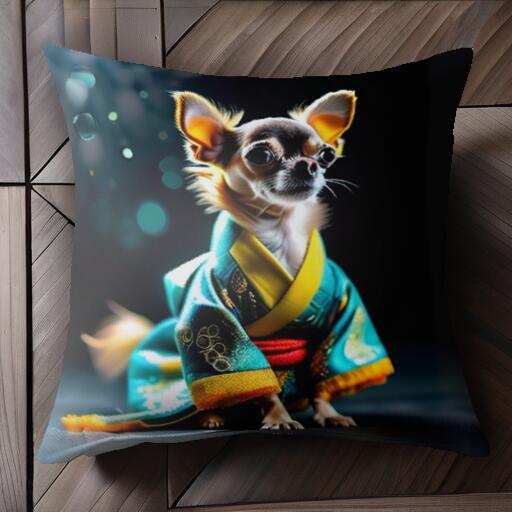 着物 チワワ 和風 ドッグウェア クッションカバー 45×45cm アニマル柄 おしゃれ 可愛い クッション本体..