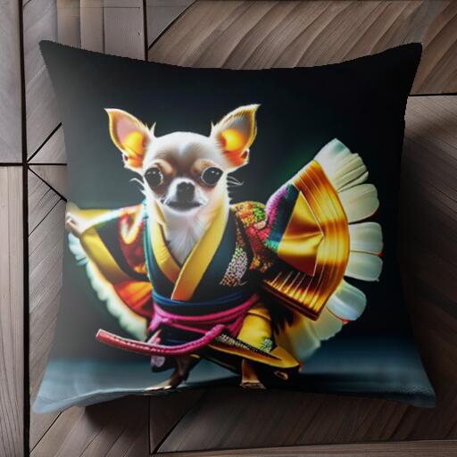 着物 チワワ 和風 日本 クッションカバー 45×45cm アニマル柄 おしゃれ 可愛い クッション本体付き 正..