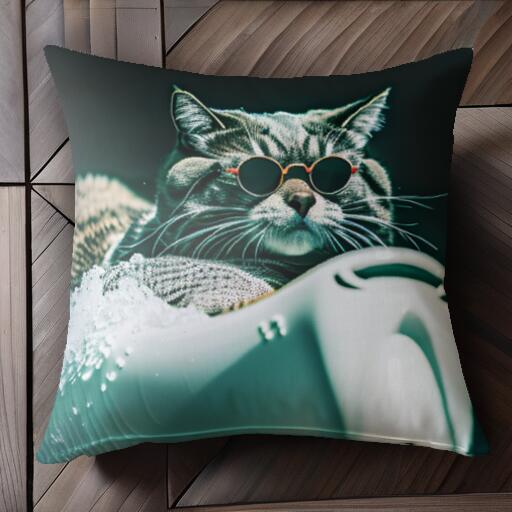 サングラス バスタブ クッションカバー 45×45cm アニマル柄 おしゃれ 可愛い クッション本体付き 正方..