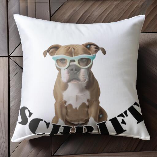 メガネ アメリカンブルドッグ クッションカバー 45×45cm アニマル柄 おしゃれ 可愛い クッション本体付き 正方形 犬ファン