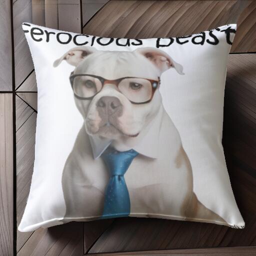 ネクタイ アメリカンブルドッグ 眼鏡 クッションカバー 45×45cm アニマル柄 おしゃれ 可愛い クッション本体付き 正方形 犬ファン