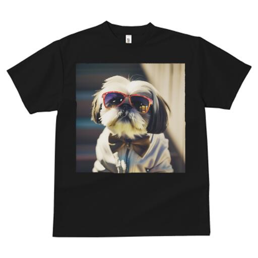 シーズー Tシャツ メンズ キッズ 犬ファン 半袖 春夏 犬柄 プリント カジュアル かわいい 人間用 個性派 ここだけのデザイン 面白 サングラス シーズー 蝶ネクタイ ジャケット