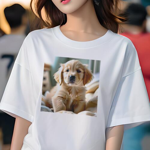 ゴールデンレトリバー Tシャツ レディース 犬ファン 半袖 春夏 犬柄 プリント カジュアル かわいい 人..