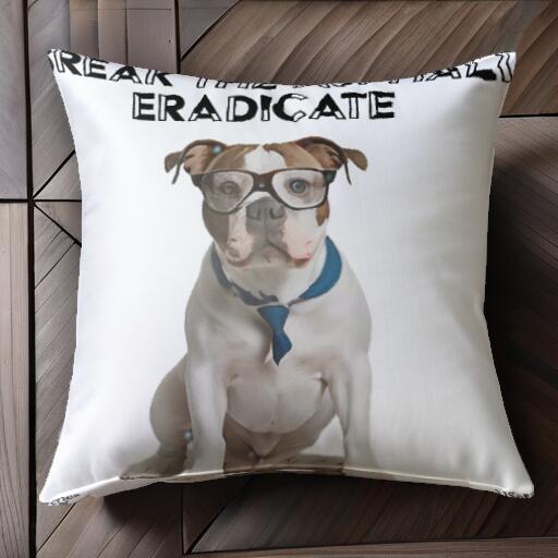 メガネ アメリカンブルドッグ ネクタイ クッションカバー 45×45cm アニマル柄 おしゃれ 可愛い クッション本体付き 正方形 犬ファン