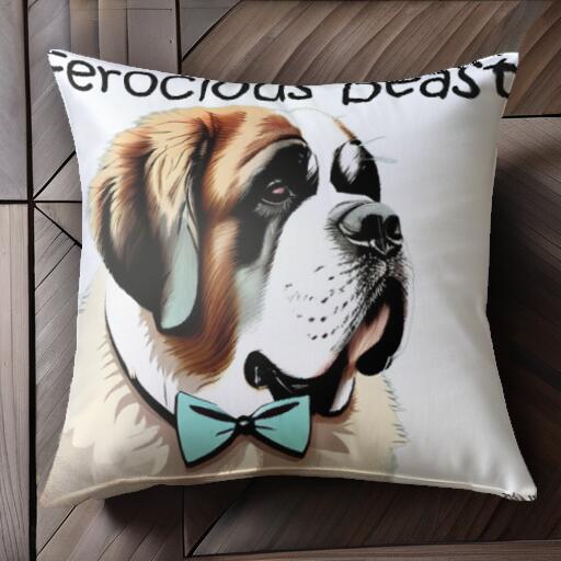 蝶ネクタイ セントバーナード クッションカバー 45×45cm アニマル柄 おしゃれ 可愛い クッション本体付き 正方形 犬ファン