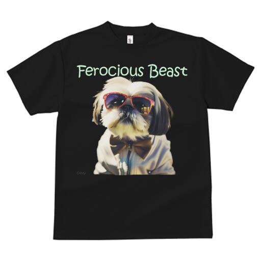 シーズー Tシャツ レディース 犬ファン 半袖 春夏 犬柄 プリント カジュアル かわいい 人間用 個性派 ここだけのデザイン 面白 サングラス シーズー 蝶ネクタイ ジャケット