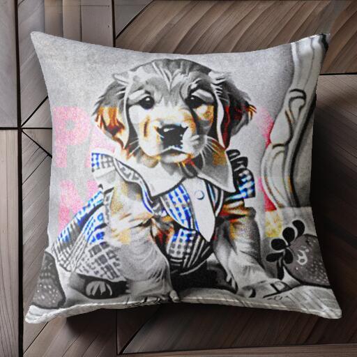 イチゴ ゴールデンレトリバー 蝶ネクタイ クッションカバー 45×45cm アニマル柄 おしゃれ 可愛い クッ..