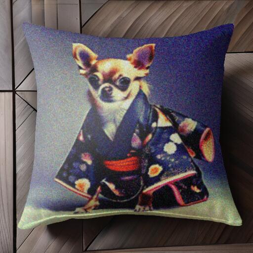 着物 チワワ 和風 犬服 ドッグウェア クッションカバー 45×45cm アニマル柄 おしゃれ 可愛い クッショ..