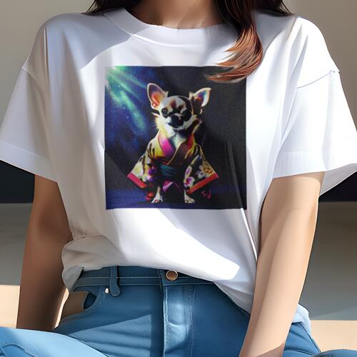 チワワ Tシャツ レディース 犬ファン 半袖 春夏 犬柄 プリント カジュアル かわいい 人間用 個性派 ここだけのデザイン 面白 着物 チワワ 和柄 花柄 日本
