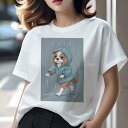 キャバリア Tシャツ レディース 犬ファン 半袖 春夏 犬柄 プリント カジュアル かわいい 人間用 個性派 ここだけのデザイン 面白 雨 キャバリア レインコ...