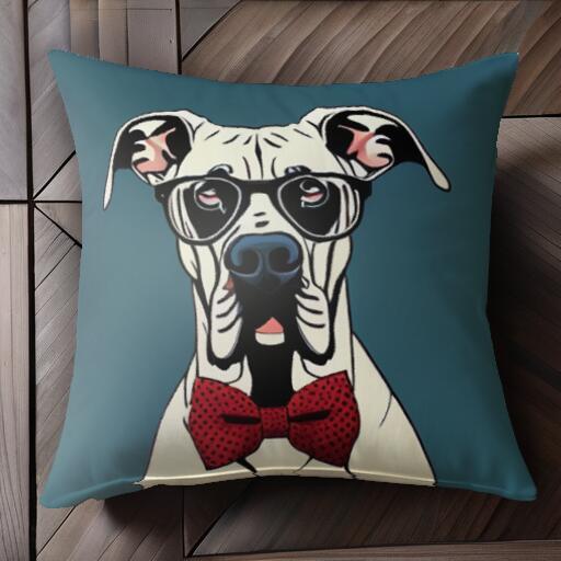 メガネ グレートデーン 蝶ネクタイ クッションカバー 45×45cm アニマル柄 おしゃれ 可愛い クッション..