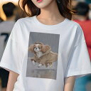 キャバリア Tシャツ レディース 犬ファン 半袖 春夏 犬柄 プリント カジュアル かわいい 人間用 個性派 ここだけのデザイン 面白 雨 キャバリア レインコ...