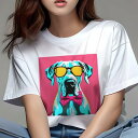 グレートデーン Tシャツ レディース 犬ファン 半袖 春夏 犬柄 プリント カジュアル かわいい 人間用 個性派 ここだけのデザイン 面白 サングラス グレート...