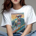 イタリアングレーハウンド Tシャツ レディース 犬ファン 半袖 春夏 犬柄 プリント カジュアル かわいい 人間用 個性派 ここだけのデザイン 面白 サーフィン...