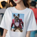 フレンチブルドッグ Tシャツ レディース 犬ファン 半袖 春夏 犬柄 プリント カジュアル かわいい 人間用 個性派 ここだけのデザイン 面白 タキシード フレ...