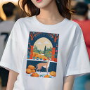 イタリアングレーハウンド Tシャツ レディース 犬ファン 半袖 春夏 犬柄 プリント カジュアル かわいい 人間用 個性派 ここだけのデザイン 面白 風景 イタリアングレーハウンド 庭 パン ティーカップ