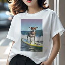 イタリアングレーハウンド Tシャツ レディース 犬ファン 半袖 春夏 犬柄 プリント カジュアル かわいい 人間用 個性派 ここだけのデザイン 面白 サーフィン...