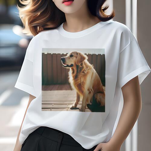 ゴールデンレトリバー Tシャツ レディース 犬ファン 半袖 春夏 犬柄 プリント カジュアル かわいい 人..