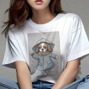 キャバリア Tシャツ レディース 犬ファン 半袖 春夏 犬柄 プリント カジュアル かわいい 人間用 個性派 ここだけのデザイン 面白 雨 キャバリア レインコ...