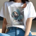 キャバリア Tシャツ レディース 犬ファン 半袖 春夏 犬柄 プリント カジュアル かわいい 人間用 個性派 ここだけのデザイン 面白 雨 キャバリア レインコ...