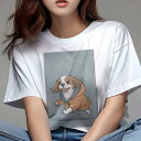 キャバリア Tシャツ レディース 犬ファン 半袖 春夏 犬柄 プリント カジュアル かわいい 人間用 個性派 ここだけのデザイン 面白 雨 キャバリア レインコ...