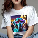 ゴールデンレトリバー Tシャツ レディース 犬ファン 半袖 春夏 犬柄 プリント カジュアル かわいい 人間用 個性派 ここだけのデザイン 面白 サングラス ゴ...