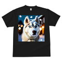 シベリアンハスキー Tシャツ メンズ キッズ 犬ファン 半袖 春夏 犬柄 プリント カジュアル かわいい 人間用 個性派 ここだけのデザイン 面白 雪 シベリアンハスキー 冬 クリスマス イルミネーション