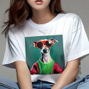 イタリアングレーハウンド Tシャツ レディース 犬ファン 半袖 春夏 犬柄 プリント カジュアル かわいい 人間用 個性派 ここだけのデザイン 面白 サングラス...