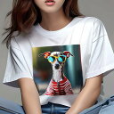 イタリアングレーハウンド Tシャツ レディース 犬ファン 半袖 春夏 犬柄 プリント カジュアル かわいい 人間用 個性派 ここだけのデザイン 面白 サングラス イタリアングレーハウンド ストライプ