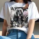 アフガンハウンド Tシャツ レディース 犬ファン 半袖 春夏 犬柄 プリント カジュアル かわいい 人間用 個性派 ここだけのデザイン 面白 花 アフガンハウン...