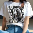 アフガンハウンド Tシャツ レディース 犬ファン 半袖 春夏 犬柄 プリント カジュアル かわいい 人間用 個性派 ここだけのデザイン 面白 花 アフガンハウン...
