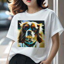 キャバリア Tシャツ レディース 犬ファン 半袖 春夏 犬柄 プリント カジュアル かわいい 人間用 個性派 ここだけのデザイン 面白 首輪 キャバリア ペット