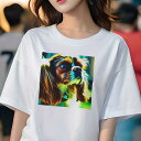 キャバリア Tシャツ レディース 犬ファン 半袖 春夏 犬柄 プリント カジュアル かわいい 人間用 個性派 ここだけのデザイン 面白 キャバリア