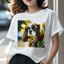 キャバリア Tシャツ レディース 犬ファン 半袖 春夏 犬柄 プリント カジュアル かわいい 人間用 個性派 ここだけのデザイン 面白 キャバリア