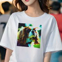 キャバリア Tシャツ レディース 犬ファン 半袖 春夏 犬柄 プリント カジュアル かわいい 人間用 個性派 ここだけのデザイン 面白 キャバリア