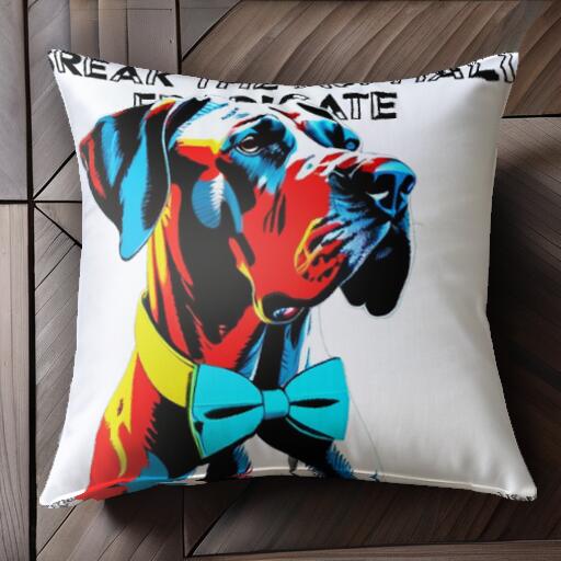 蝶ネクタイ グレートデーン 首輪 クッションカバー 45×45cm アニマル柄 おしゃれ 可愛い クッション本体付き 正方形 犬ファン