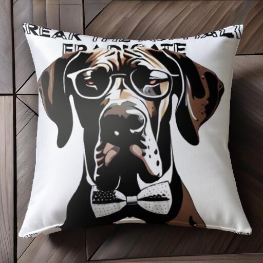 メガネ グレートデーン 蝶ネクタイ クッションカバー 45×45cm アニマル柄 おしゃれ 可愛い クッション..