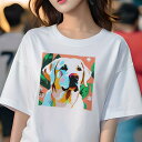 ラブラドールレトリバー Tシャツ レディース 犬ファン 半袖 春夏 犬柄 プリント カジュアル かわいい 人間用 個性派 ここだけのデザイン 面白 花 ラブラド...