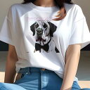 グレートデーン Tシャツ レディース 犬ファン 半袖 春夏 犬柄 プリント カジュアル かわいい 人間用 個性派 ここだけのデザイン 面白 蝶ネクタイ グレート...