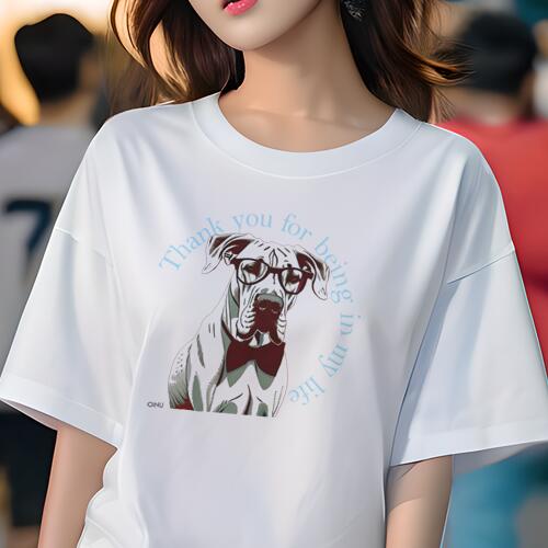 グレートデーン Tシャツ レディース 犬ファン 半袖 春夏 犬柄 プリント カジュアル かわいい 人間用 個性派 ここだけのデザイン 面白 メガネ グレートデーン 蝶ネクタイ