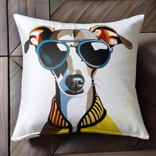 サングラス イタリアングレーハウンド ジャケット クッションカバー 45×45cm アニマル柄 おしゃれ 可愛い クッション本体付き 正方形 犬ファン