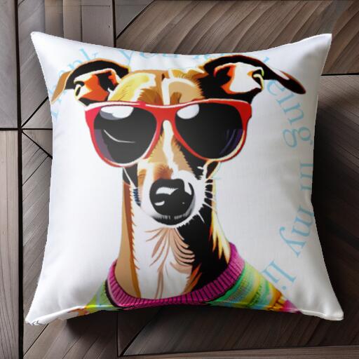 サングラス イタリアングレーハウンド セーター クッションカバー 45×45cm アニマル柄 おしゃれ 可愛い..