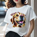 ゴールデンレトリバー Tシャツ レディース 犬ファン 半袖 春夏 犬柄 プリント カジュアル かわいい 人間用 個性派 ここだけのデザイン 面白 ゴールデンレト...