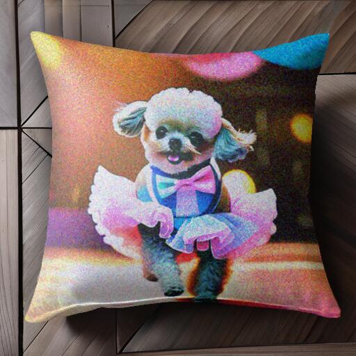 バレリーナ トイプードル チュチュ ダンス ステージ クッションカバー 45×45cm アニマル柄 おしゃれ 可..